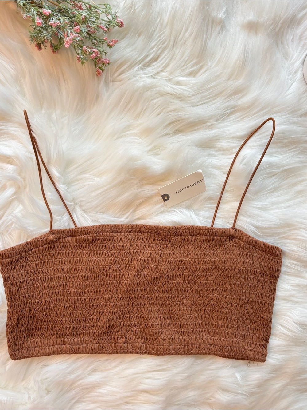 NWT Maeve by Anthropologie Smocked Micro Crop Top
